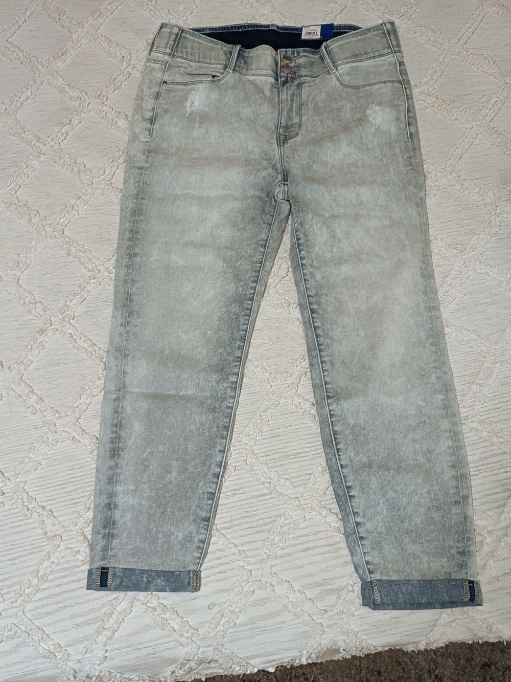 Tummy Control Light Acid-Wash Ankle Jeans NWT